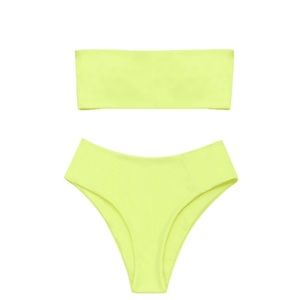 ZAFUL Neon High Waisted Strapless Bikini Set